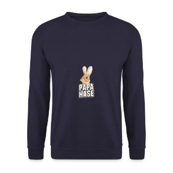 Papa Hase Papa Hase Kaninchen Tier niedlich liebev - Unisex Pullover - Navy - Vorne - Alina (178cm) & Michal (187cm)