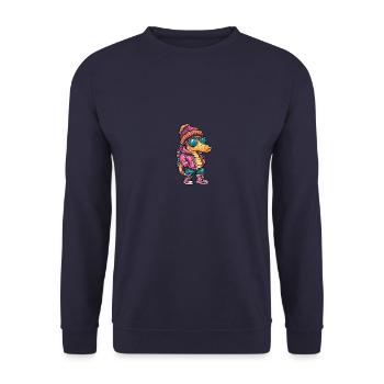 Bande dessinée d’hiver hippocampe - Sweat-shirt Unisexe - marine - Devant - Alina (178cm) & Michal (187cm)