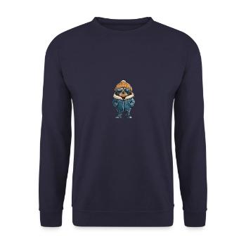 Faultier Winter Comic - Unisex Pullover - Navy - Vorne - Alina (178cm) & Michal (187cm)