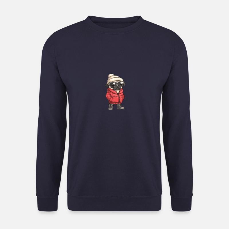 Mops Hund Winter - Unisex Pullover - Navy