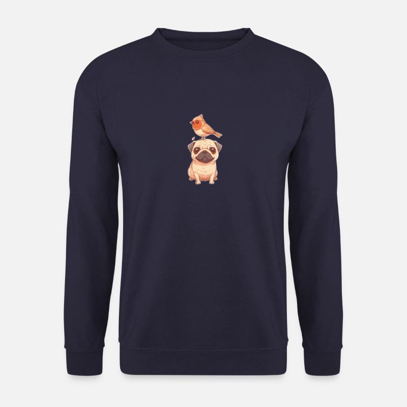Mops mit Vogel - Unisex Pullover - Navy