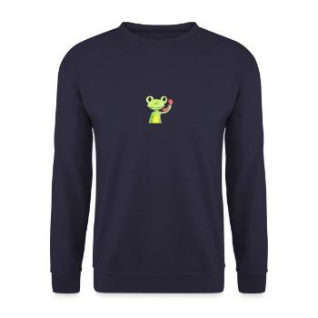 Frosch am Telefon - Unisex Pullover - Navy - Vorne - Alina (178cm) & Michal (187cm)