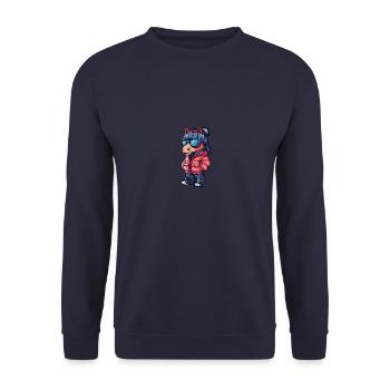 Pferd Winter Comic - Unisex Pullover - Navy - Vorne - Alina (178cm) & Michal (187cm)