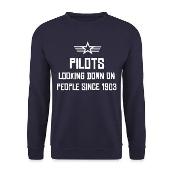 Pilot Piloten Spruch Flugzeug - Unisex Pullover - Navy - Vorne - Alina (178cm) & Michal (187cm)