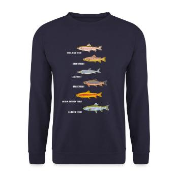 Pêche au poisson | Idée cadeau pêche de poissons - Sweat-shirt Unisexe - marine - Devant - Alina (178cm) & Michal (187cm)