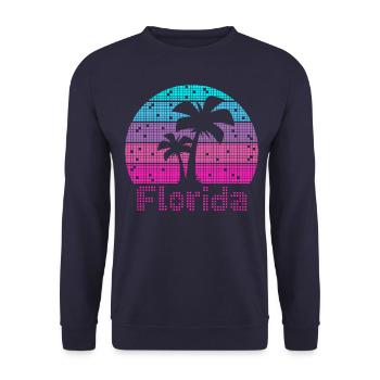 8bit Retro Florida Urlaub - Unisex Pullover - Navy - Vorne - Alina (178cm) & Michal (187cm)