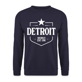 Detroit - Unisex Pullover - Navy - Vorne - Alina (178cm) & Michal (187cm)