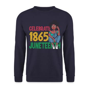 Juneteenth - Unisex Sweatshirt - navy - Front - Alina (178cm) & Michal (187cm)
