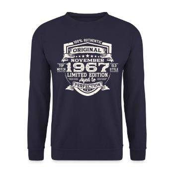 Original November 1967 55th birthday gift - Unisex Sweatshirt - navy - Front - Alina (178cm) & Michal (187cm)