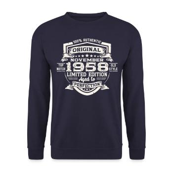 Original novembre 1958 64e anniversaire cadeau - Sweat-shirt Unisexe - marine - Devant - Alina (178cm) & Michal (187cm)