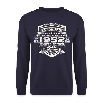 Original novembre 1952 Cadeau du 70e anniversaire - Sweat-shirt Unisexe - marine - Devant - Alina (178cm) & Michal (187cm)