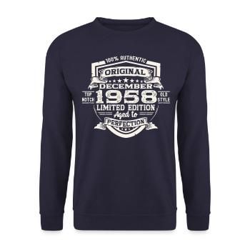 Original December 1958 64th birthday gift - Unisex Sweatshirt - navy - Front - Alina (178cm) & Michal (187cm)
