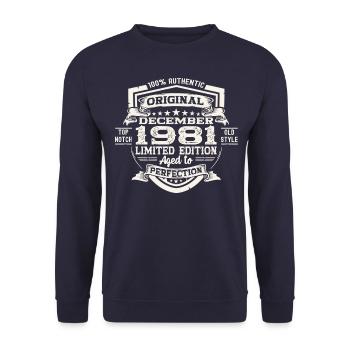 Original December 1981 41st birthday gift - Unisex Sweatshirt - navy - Front - Alina (178cm) & Michal (187cm)