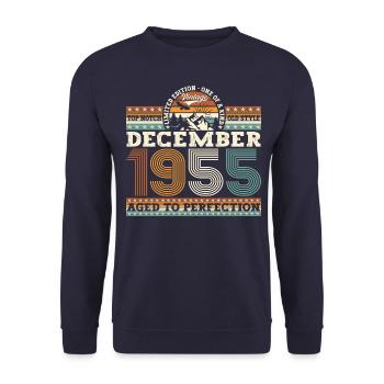 Né en décembre 1955 cadeau de 67e anniversaire - Sweat-shirt Unisexe - marine - Devant - Alina (178cm) & Michal (187cm)