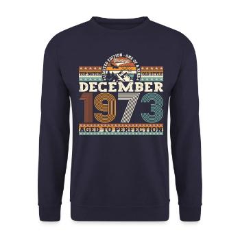 December Born 1973 49th birthday gift - Unisex Sweatshirt - navy - Front - Alina (178cm) & Michal (187cm)