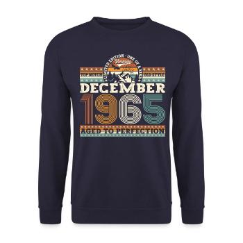 Millésime Décembre 1965 57ème Cadeau d’Anniversaire - Sweat-shirt Unisexe - marine - Devant - Alina (178cm) & Michal (187cm)