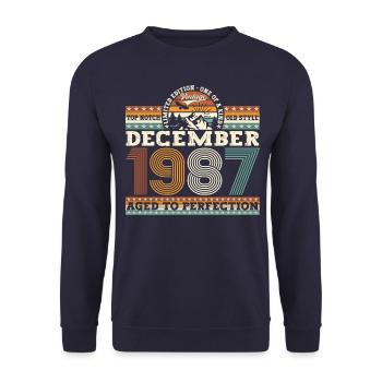 Décembre Millésime 1987 35ème Cadeau d’Anniversaire - Sweat-shirt Unisexe - marine - Devant - Alina (178cm) & Michal (187cm)