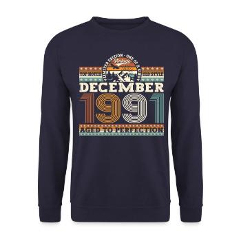 Décembre Né 1991 Cadeau de 31e anniversaire - Sweat-shirt Unisexe - marine - Devant - Alina (178cm) & Michal (187cm)