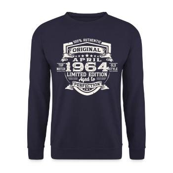 59 Birthday Man Original April Born 1964 - Unisex Sweatshirt - navy - Front - Alina (178cm) & Michal (187cm)