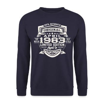 40th birthday man Original April born 1983 - Unisex Sweatshirt - navy - Front - Alina (178cm) & Michal (187cm)