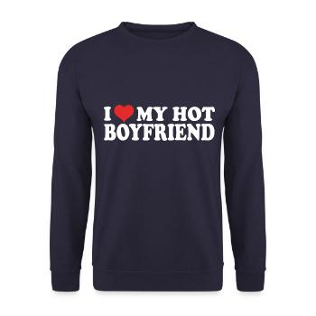 J’aime mon petit ami - Sweat-shirt Unisexe - marine - Devant - Alina (178cm) & Michal (187cm)