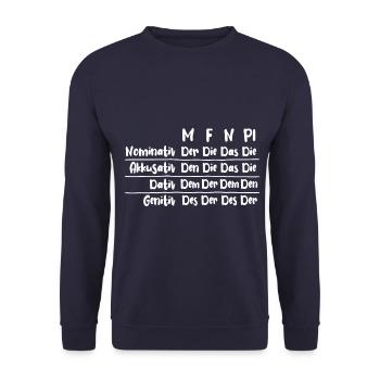 Der, die, das, bestimmter Artikel, Deklination - Unisex Pullover - Navy - Vorne - Alina (178cm) & Michal (187cm)