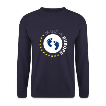 Made in Europe EU Love Baby birth foot stars euro - Unisex Sweatshirt - navy - Front - Alina (178cm) & Michal (187cm)