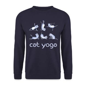 Katze yoga katze niedlich namaste meditation lotus - Unisex Pullover - Navy - Vorne - Alina (178cm) & Michal (187cm)