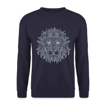 lion roi lion blanc Contour Mandala Motif tête - Sweat-shirt Unisexe - marine - Devant - Alina (178cm) & Michal (187cm)