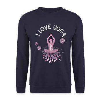 love Yoga yogi Namaste shanti Bouddha Lotus meditat - Sweat-shirt Unisexe - marine - Devant - Alina (178cm) & Michal (187cm)