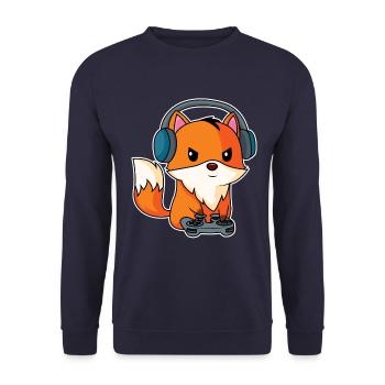 Gaming Fox - Player Fox Design - Unisex Sweatshirt - navy - Front - Alina (178cm) & Michal (187cm)