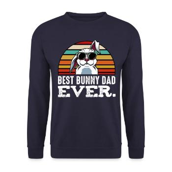 Best Bunny Dad Ever Retro - Unisex Pullover - Navy - Vorne - Alina (178cm) & Michal (187cm)