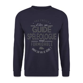 cadeau guide spéléologue formidable métier guide - Sweat-shirt Unisexe - marine - Devant - Alina (178cm) & Michal (187cm)