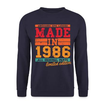 1986 Birthday Vintage Saying - Unisex Sweatshirt - navy - Front - Alina (178cm) & Michal (187cm)