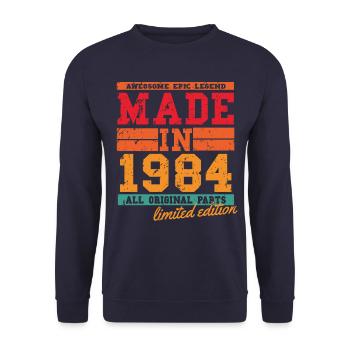 1984 Geburtstag Vintage Spruch - Unisex Pullover - Navy - Vorne - Alina (178cm) & Michal (187cm)