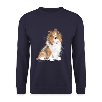 Happy Collie I Collie Rough I Longhair Collie - Sweat-shirt Unisexe - marine - Devant - Alina (178cm) & Michal (187cm)