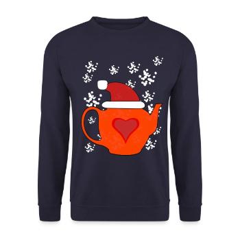 Winter Time Tea Snow Teapot Hot Drinks Xmas - Unisex Sweatshirt - navy - Front - Alina (178cm) & Michal (187cm)