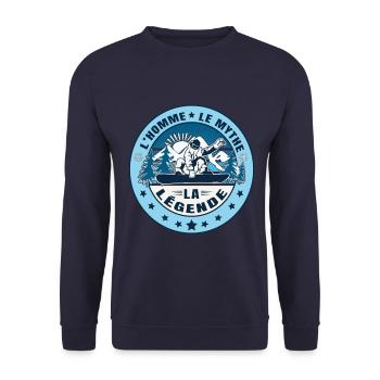 Snowboarder – Der Mann, der Mythos, die Legende - Unisex Pullover - Navy - Vorne - Alina (178cm) & Michal (187cm)