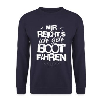 Mir reicht's Ich geh Boot fahren - Unisex Pullover - Navy - Vorne - Alina (178cm) & Michal (187cm)