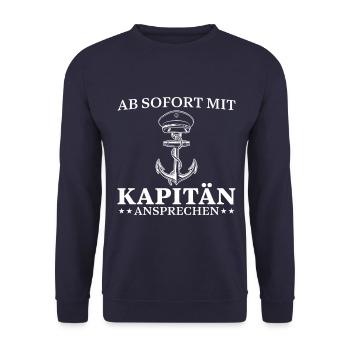 Mit Kapitän ansprechen Bootsführerschein bestanden - Unisex Pullover - Navy - Vorne - Alina (178cm) & Michal (187cm)
