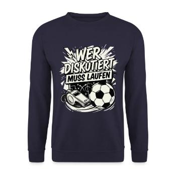Wer diskutiert muss Laufen - Unisex Pullover - Navy - Vorne - Alina (178cm) & Michal (187cm)