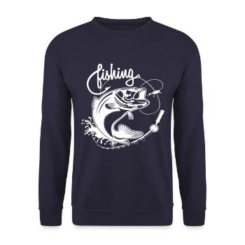 Cadeau de chemise de pêcheur de pêche - Sweat-shirt Unisexe - marine - Devant - Alina (178cm) & Michal (187cm)