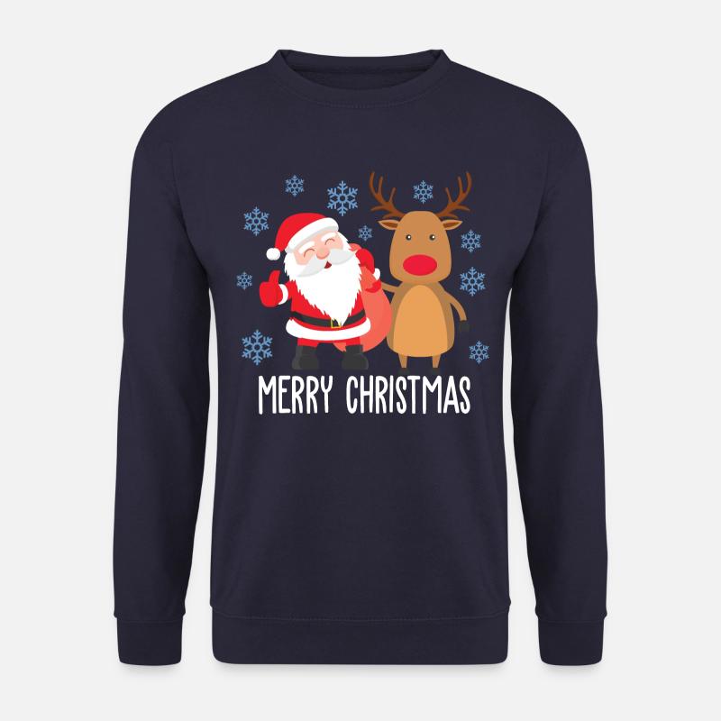 Merry Christmas Rudolph Santa Claus Design - Unisex Pullover - Navy