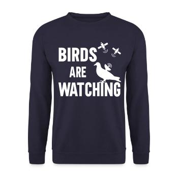 Birds Are Watching - Unisex Sweatshirt - navy - Front - Alina (178cm) & Michal (187cm)