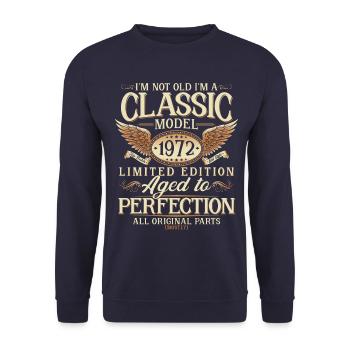 Né en 1972 Vintage Cadeau d’anniversaire - Sweat-shirt Unisexe - marine - Devant - Alina (178cm) & Michal (187cm)