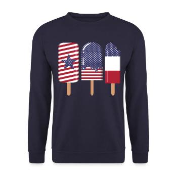 4. Juli USA - Unisex Pullover - Navy - Vorne - Alina (178cm) & Michal (187cm)