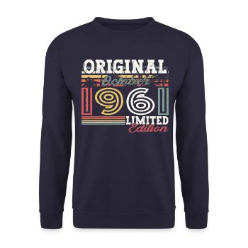 Original October 1961 61st Birthday Gift Cool - Unisex Sweatshirt - navy - Front - Alina (178cm) & Michal (187cm)