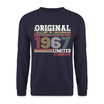 Original November 1967 55th birthday gift - Unisex Sweatshirt - navy - Front - Alina (178cm) & Michal (187cm)