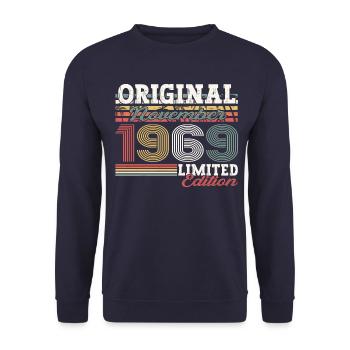 Original November 1969 53rd Birthday Gift - Unisex Sweatshirt - navy - Front - Alina (178cm) & Michal (187cm)