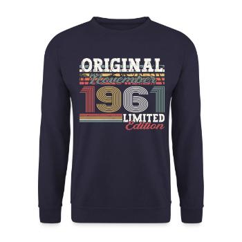 Original November 1961 61st birthday gift - Unisex Sweatshirt - navy - Front - Alina (178cm) & Michal (187cm)